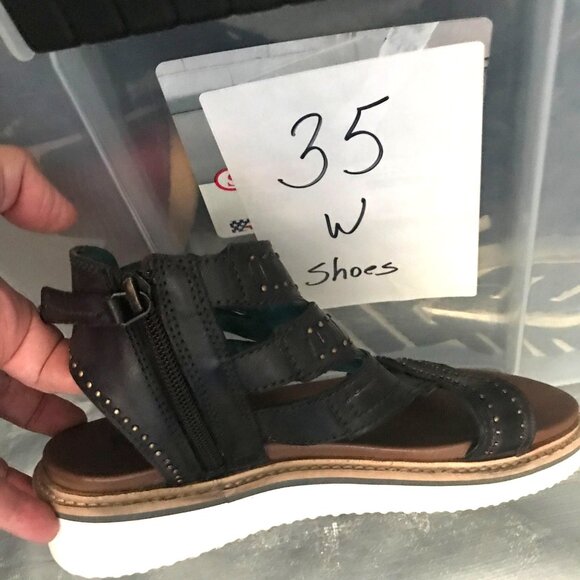 Roan By Bed/Stü Carlita Black Leather Ankle Strap Sandals Womens 6/36 - Picture 9 of 9